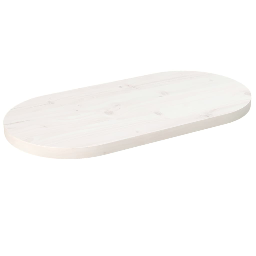 Bordplate hvit 70x35x2,5 cm heltre furu oval