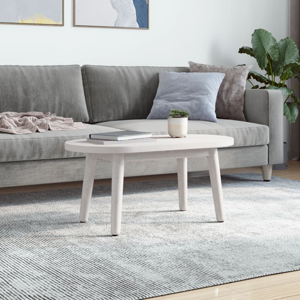 Bordplate hvit 80x40x2,5 cm heltre furu oval