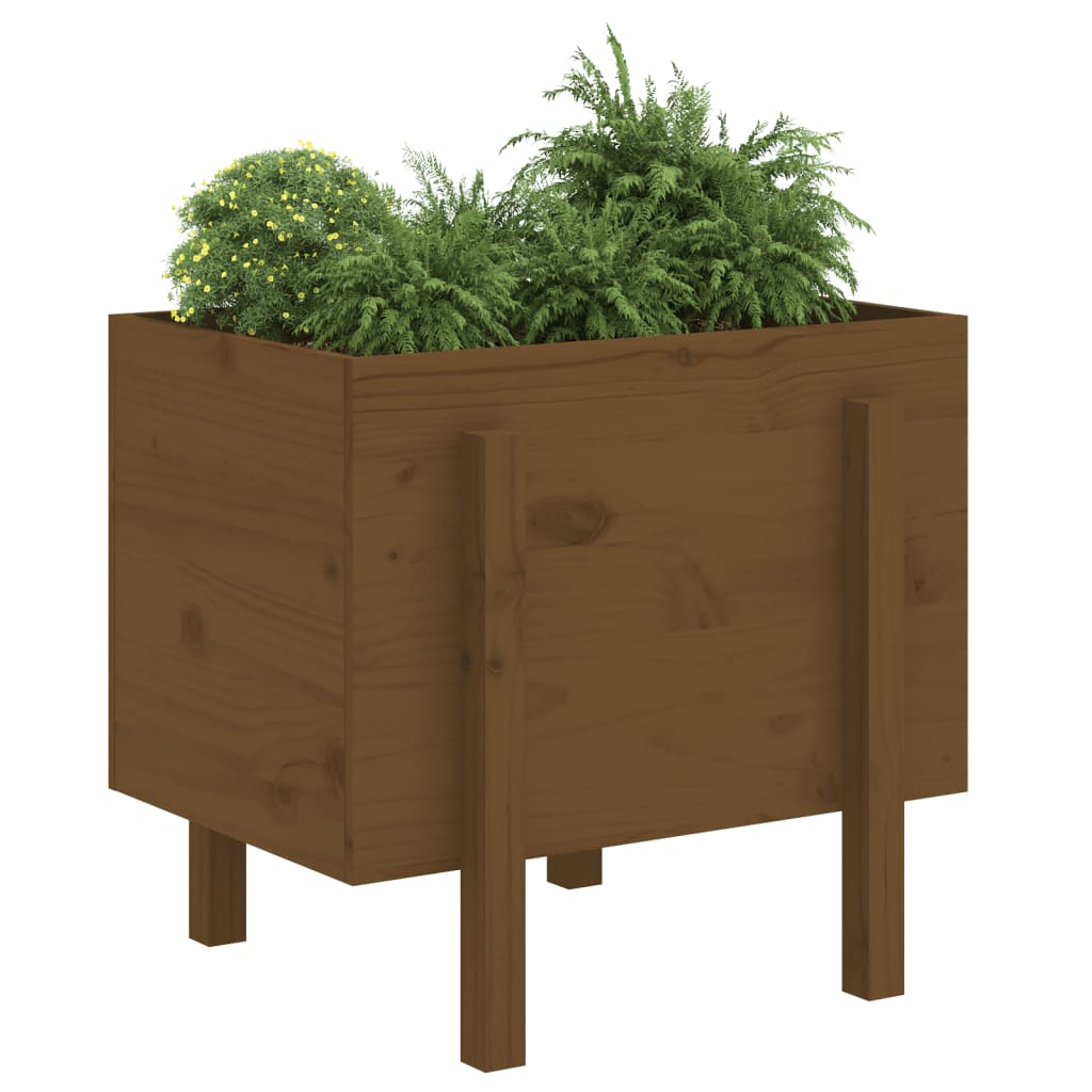 Plantekasse honningbrun 62x50x57 cm heltre furu