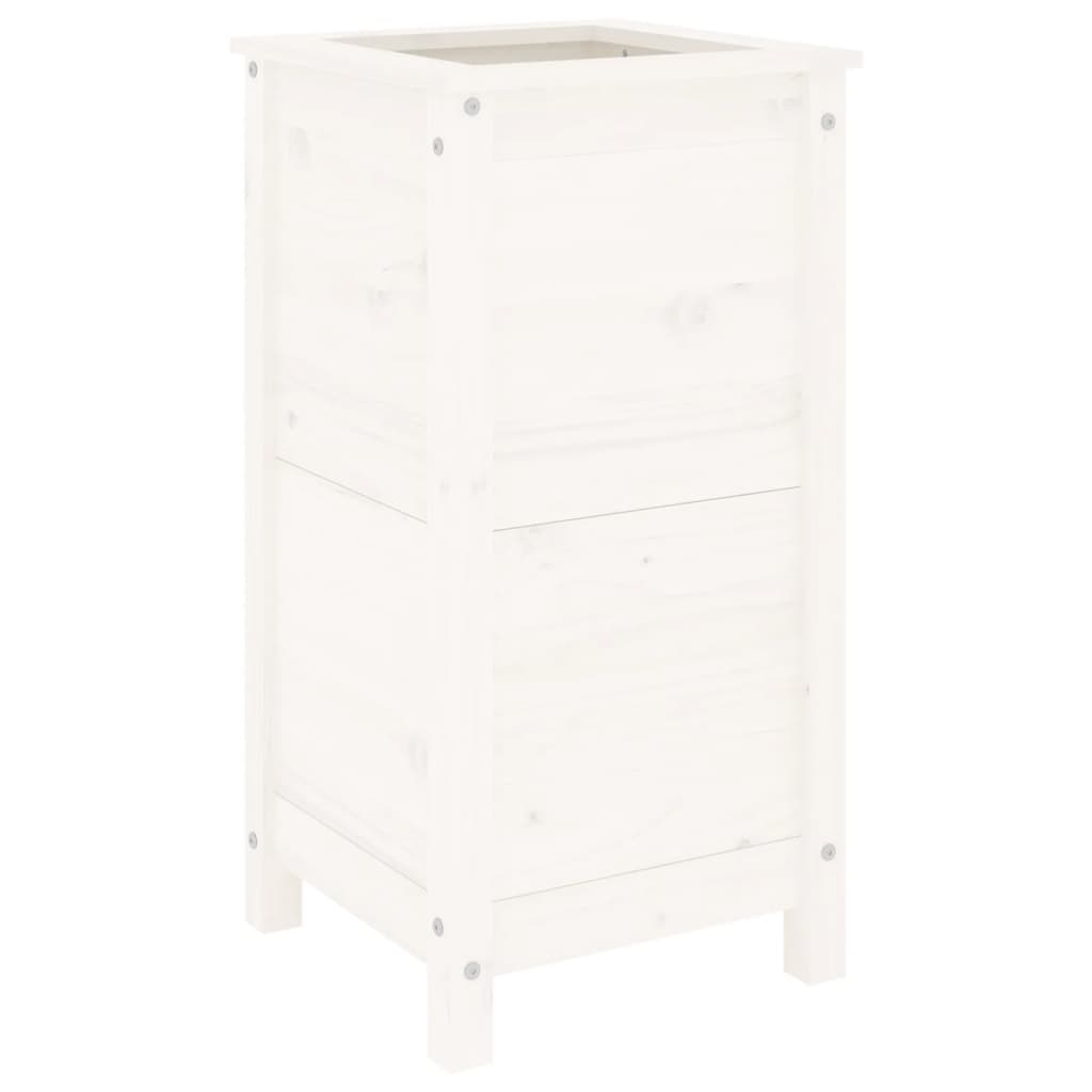 Hageplantekasse hvit 40x40x78 cm heltre furu