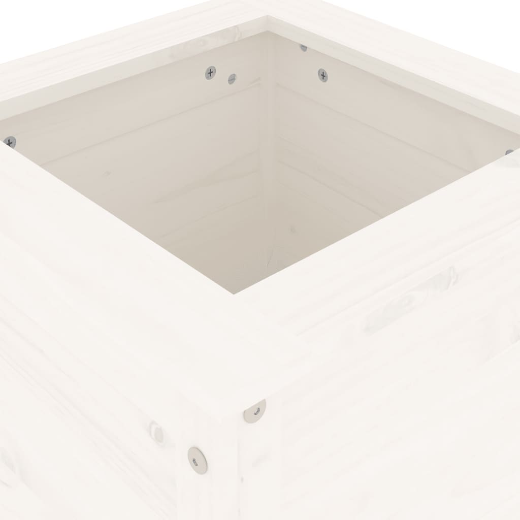 Hageplantekasse hvit 40x40x78 cm heltre furu