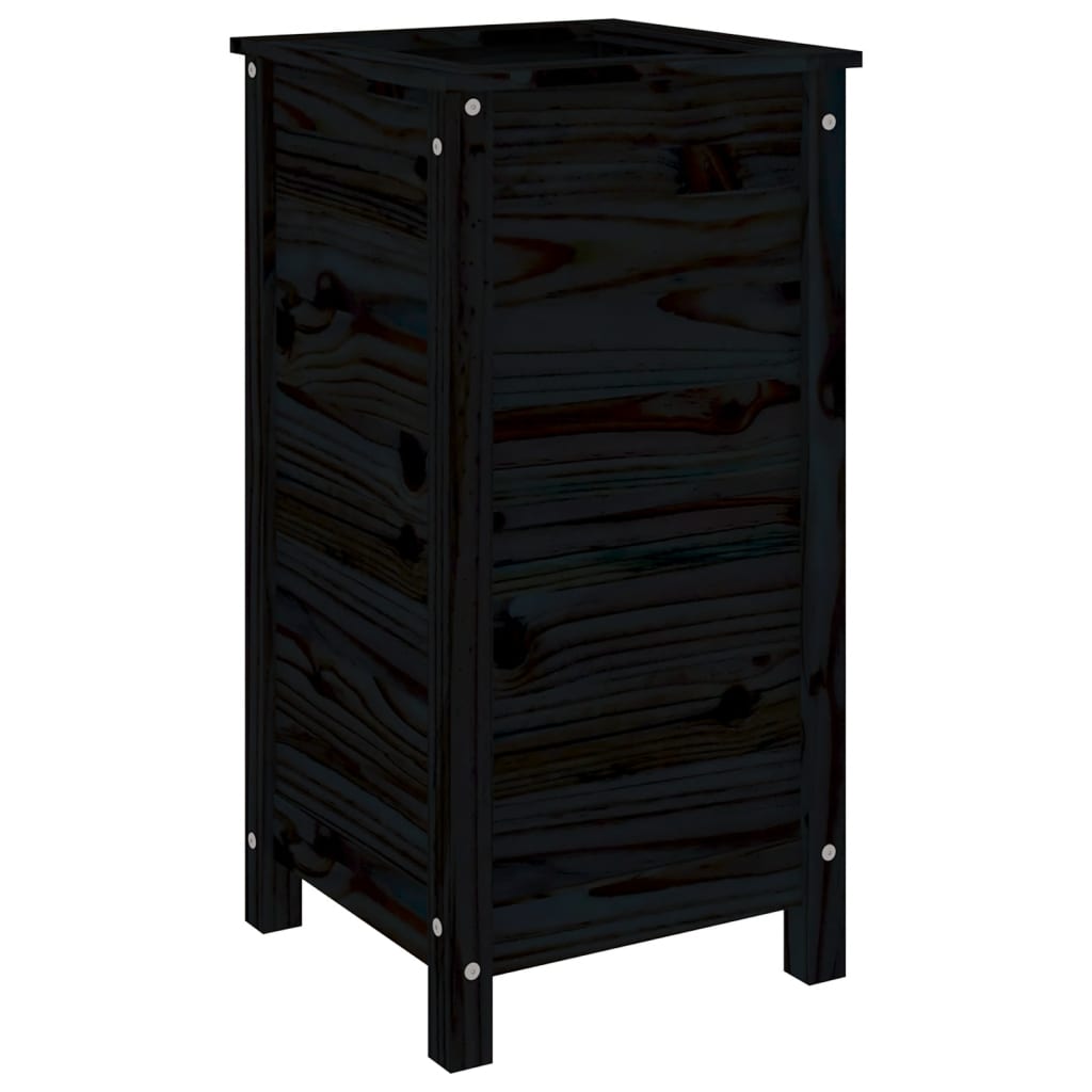 Hageplantekasse svart 40x40x78 cm heltre furu