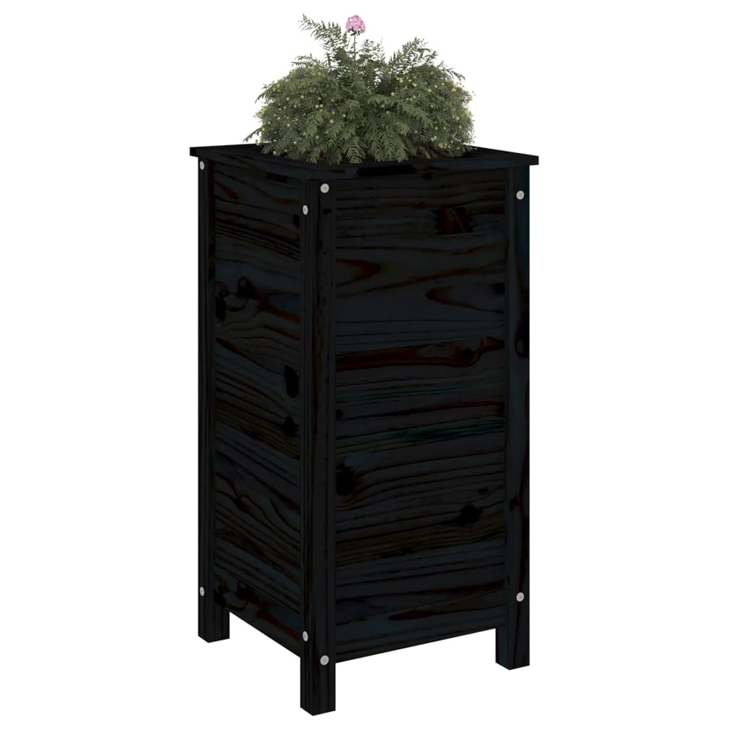 Hageplantekasse svart 40x40x78 cm heltre furu