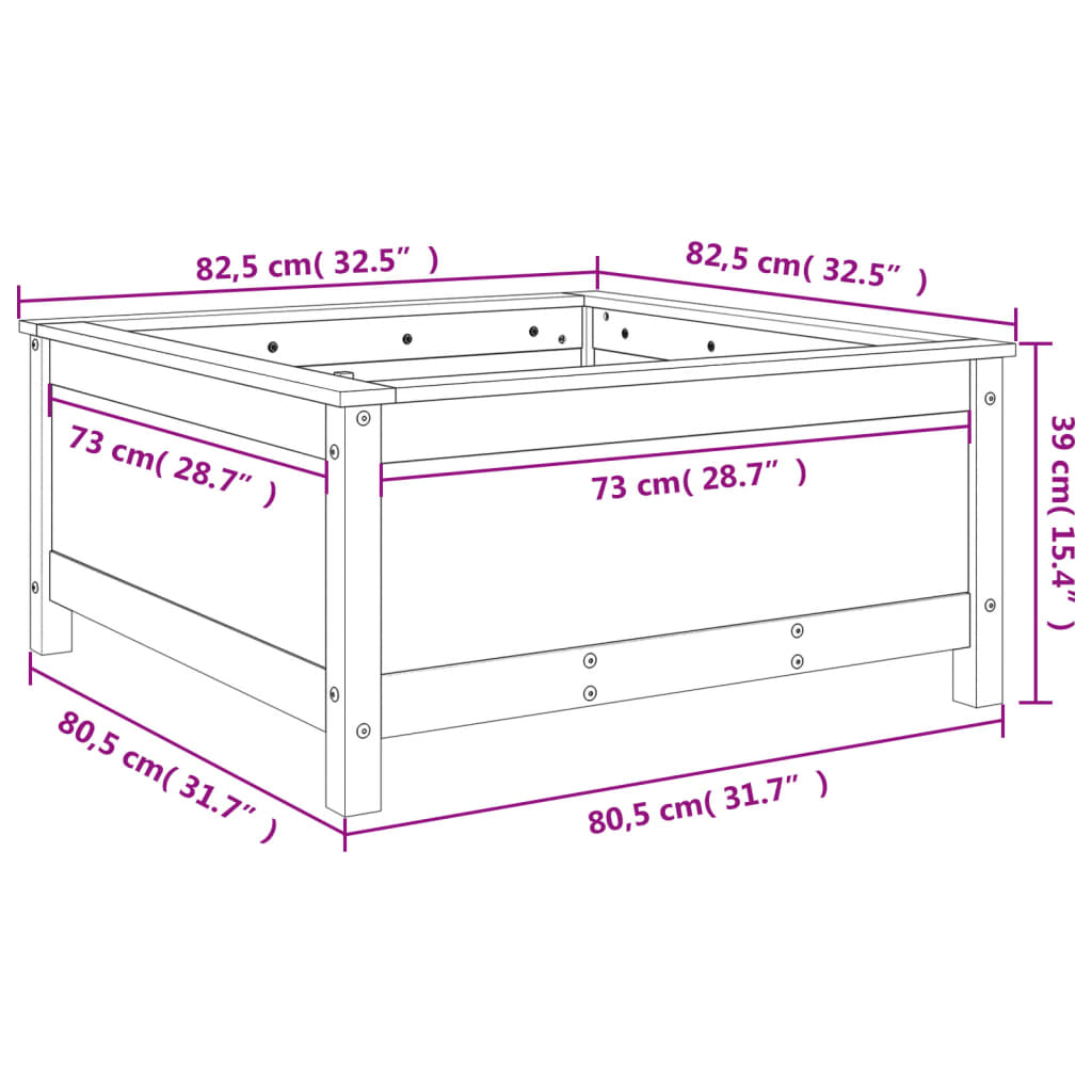 Plantekasse honningbrun 82,5x82,5x39 cm heltre furu