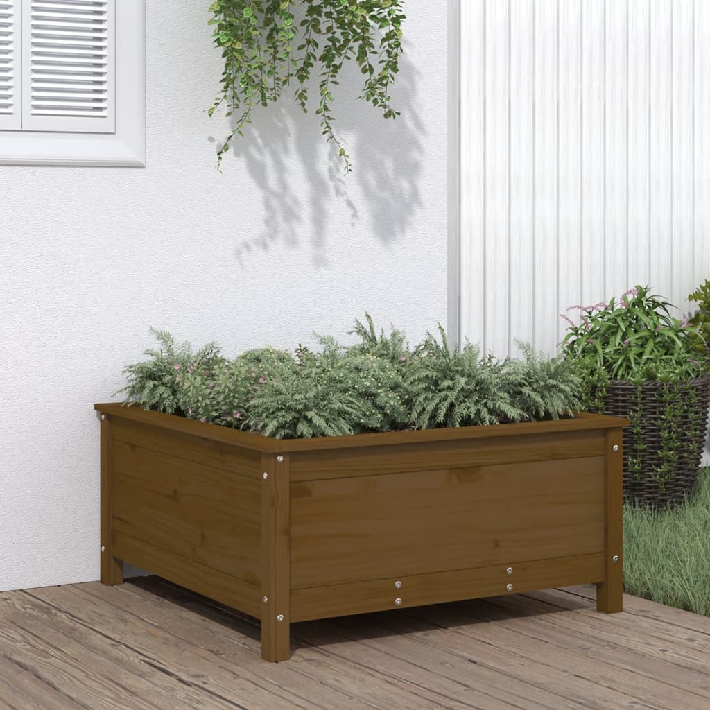 Plantekasse honningbrun 82,5x82,5x39 cm heltre furu
