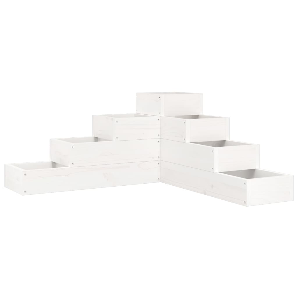 Hageplantekasse 4 etasjer 80,5x79x36 cm hvit heltre furu