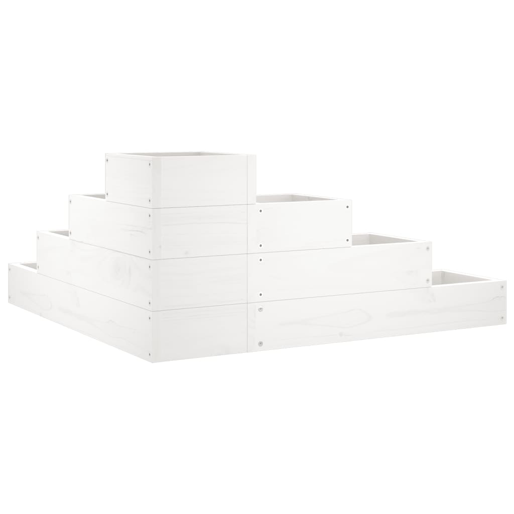 Hageplantekasse 4 etasjer 80,5x79x36 cm hvit heltre furu