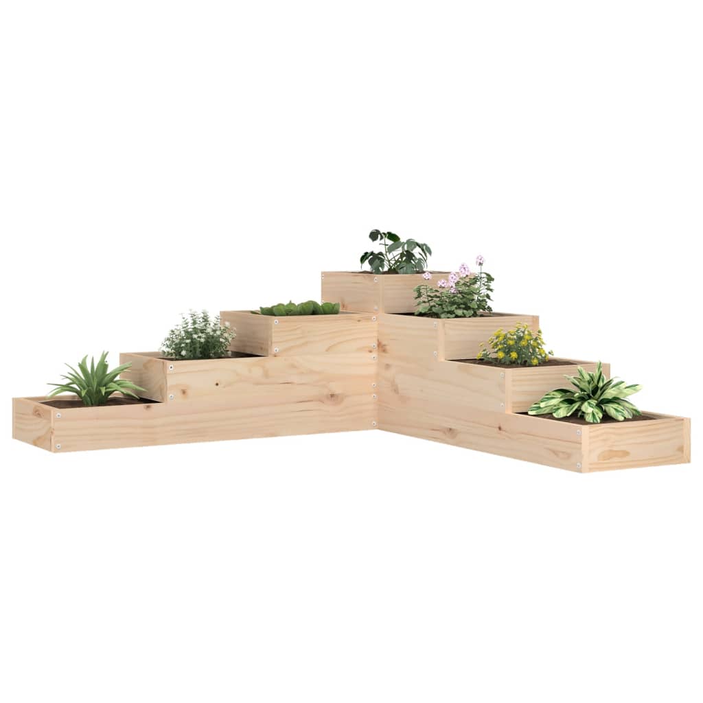 Hagepotte 4-etasjers 106x104,5x36 cm heltre furu