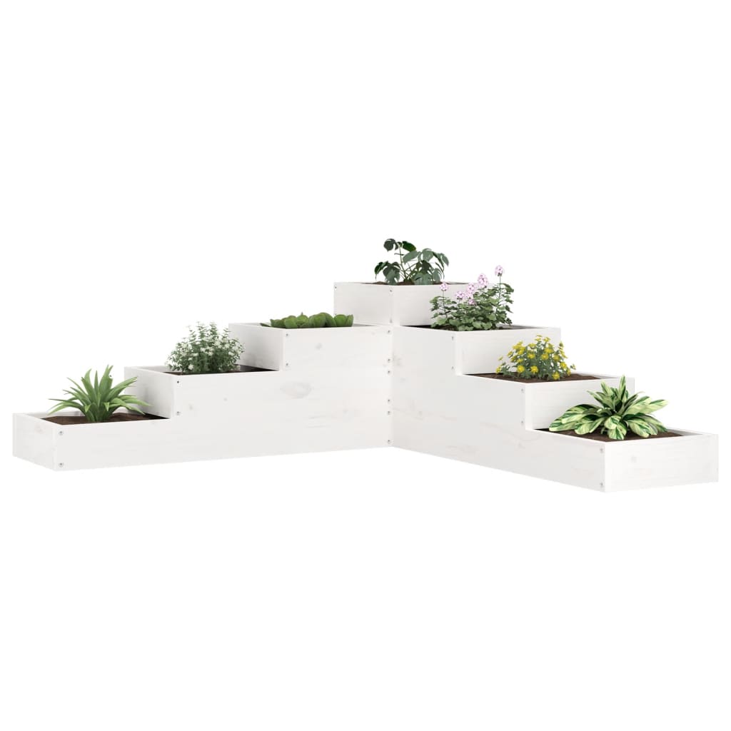Hageplantekasse 4 etasjer 106x104,5x36 cm hvit heltre furu