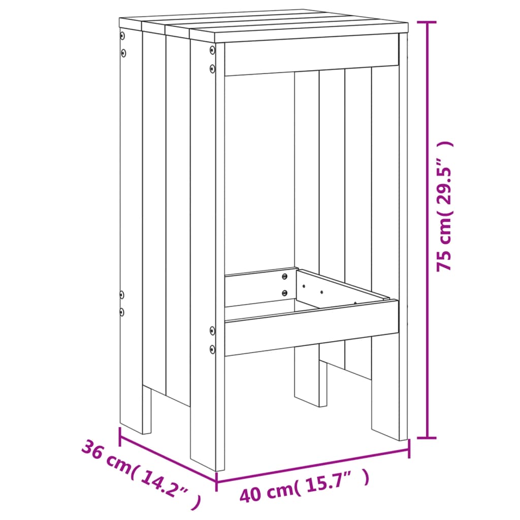 Barkrakker 2 stk 40x36x75 cm heltre furu vidaXL