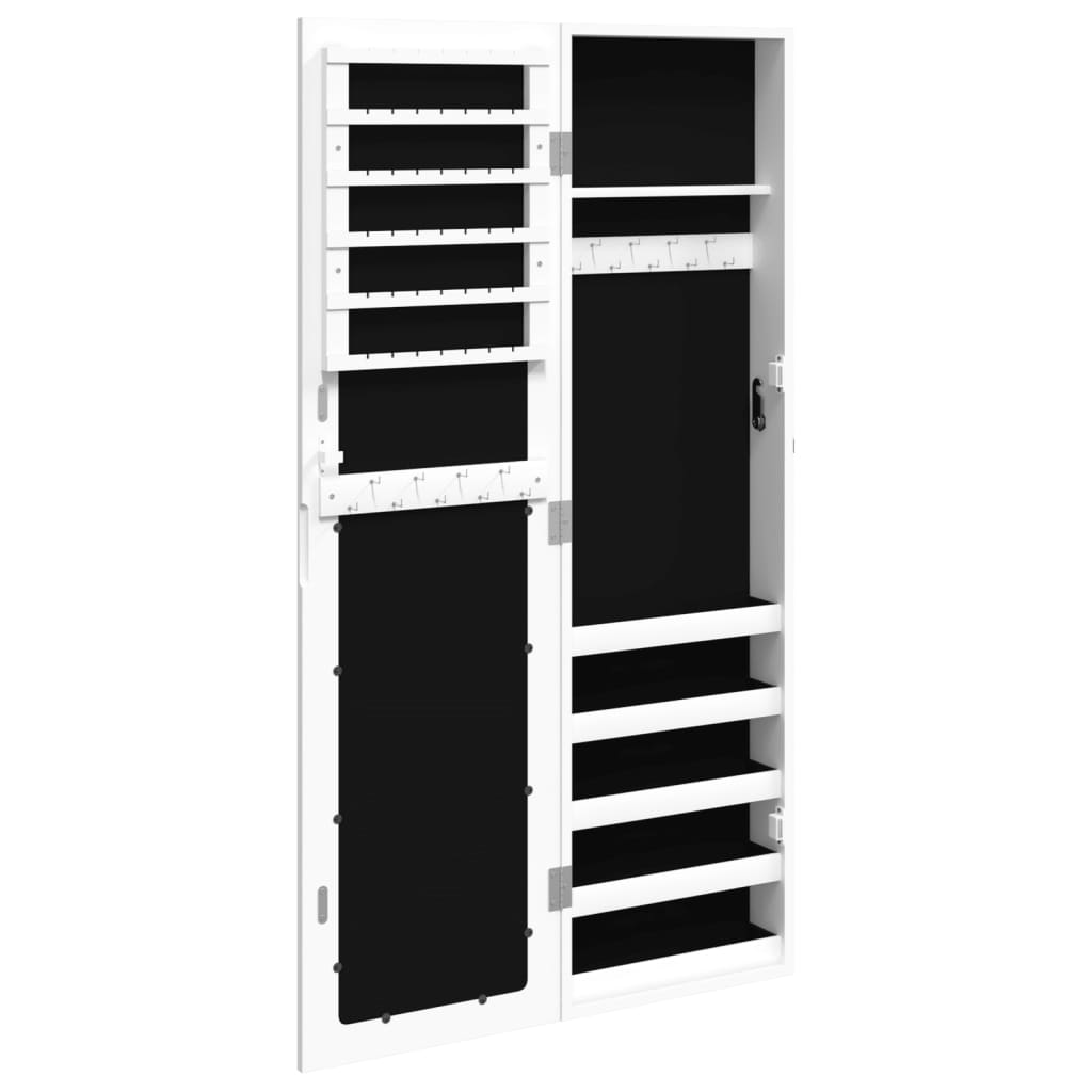 Vegghengt smykkeskap med speil hvit 30x8,5x106 cm