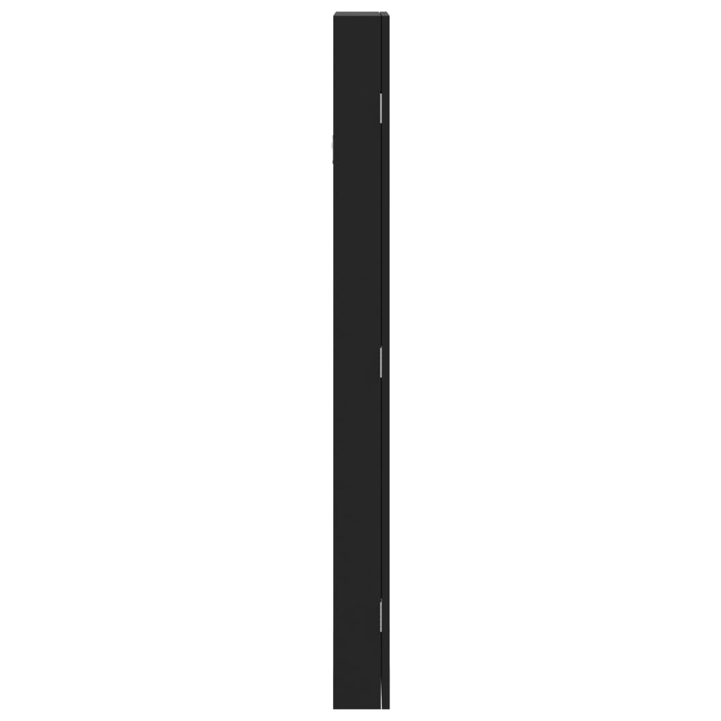 Vegghengt smykkeskap med speil svart 30x8,5x106 cm