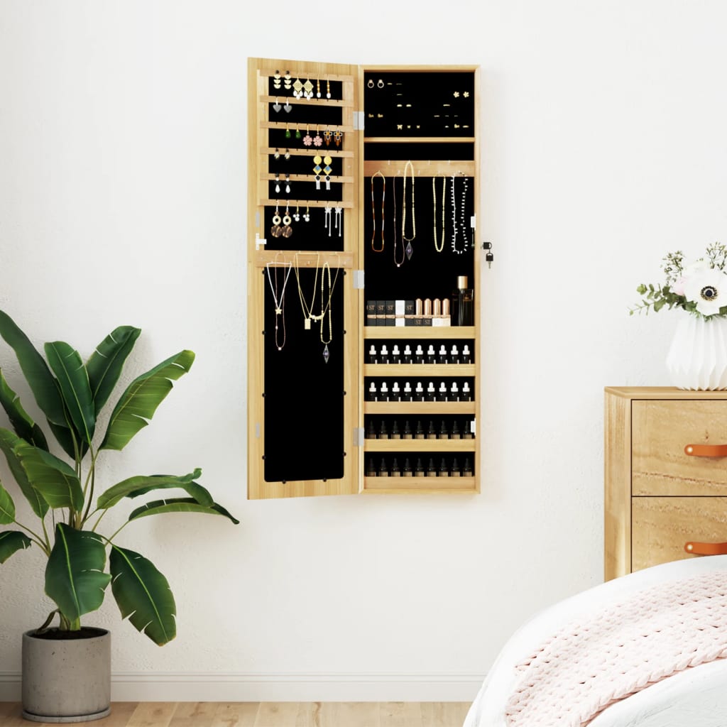 Vegghengt smykkeskap med speil 30x8,5x106 cm