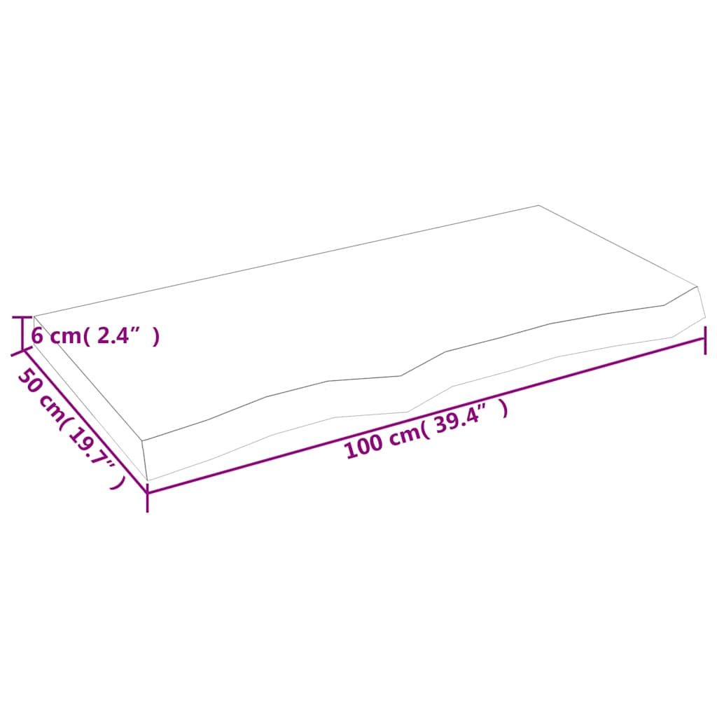 Vegghylle lysebrun 100x50x(2-6) cm behandlet heltre eik vidaXL