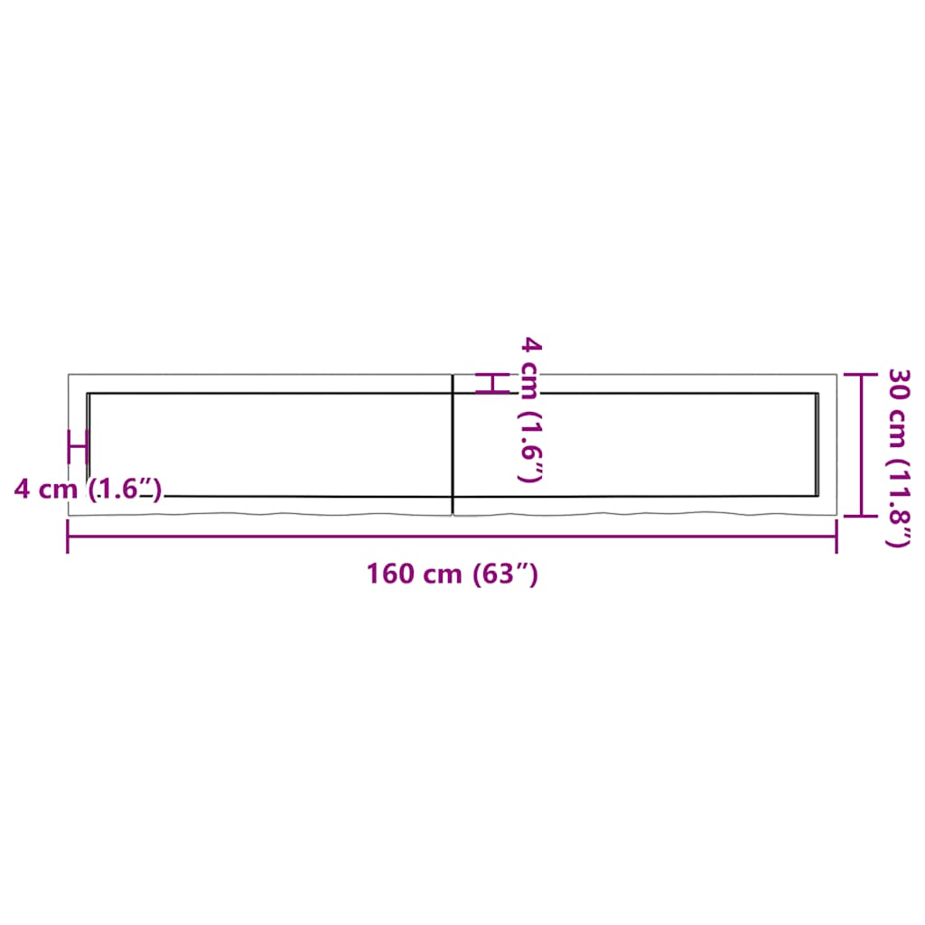 Vegghylle lysebrun 160x30x(2-4) cm behandlet heltre eik