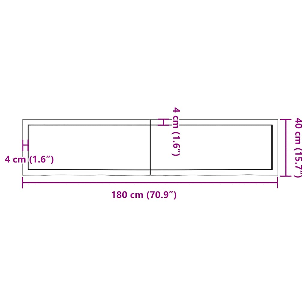 Vegghylle lysebrun 120x40x(2-4) cm behandlet heltre eik