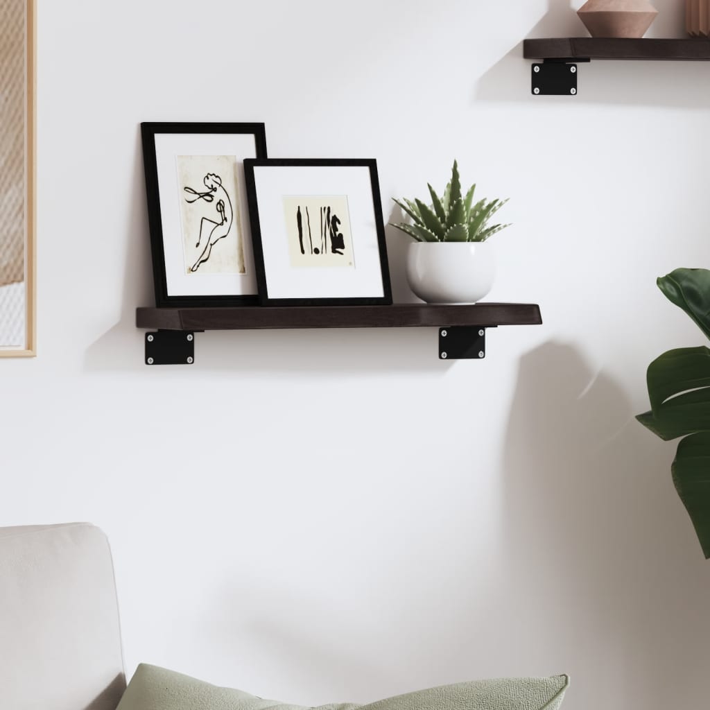 Vegghylle mørkebrun 40x10x2 cm behandlet heltre eik