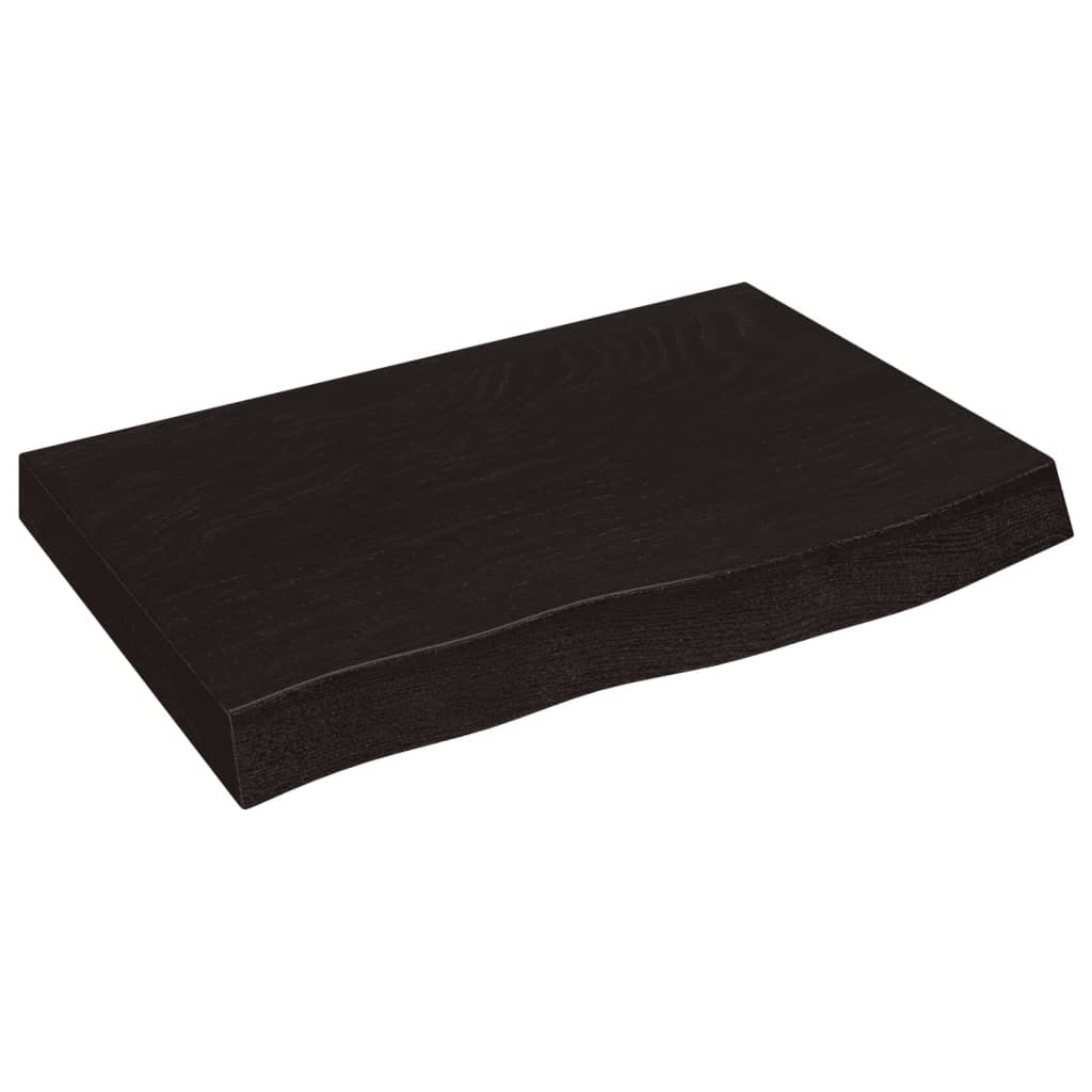 Vegghylle mørkebrun 60x40x(2-6) cm behandlet heltre eik