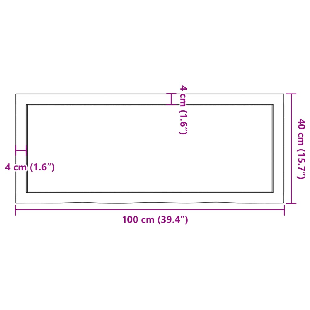 Vegghylle mørkebrun 100x40x(2-6) cm behandlet heltre eik