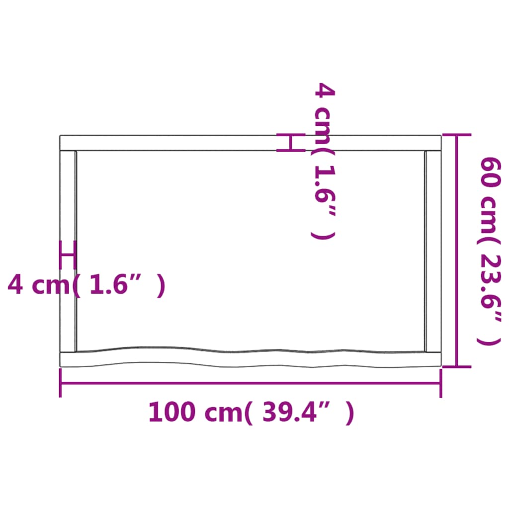 Vegghylle mørkebrun 100x60x(2-6) cm behandlet heltre eik
