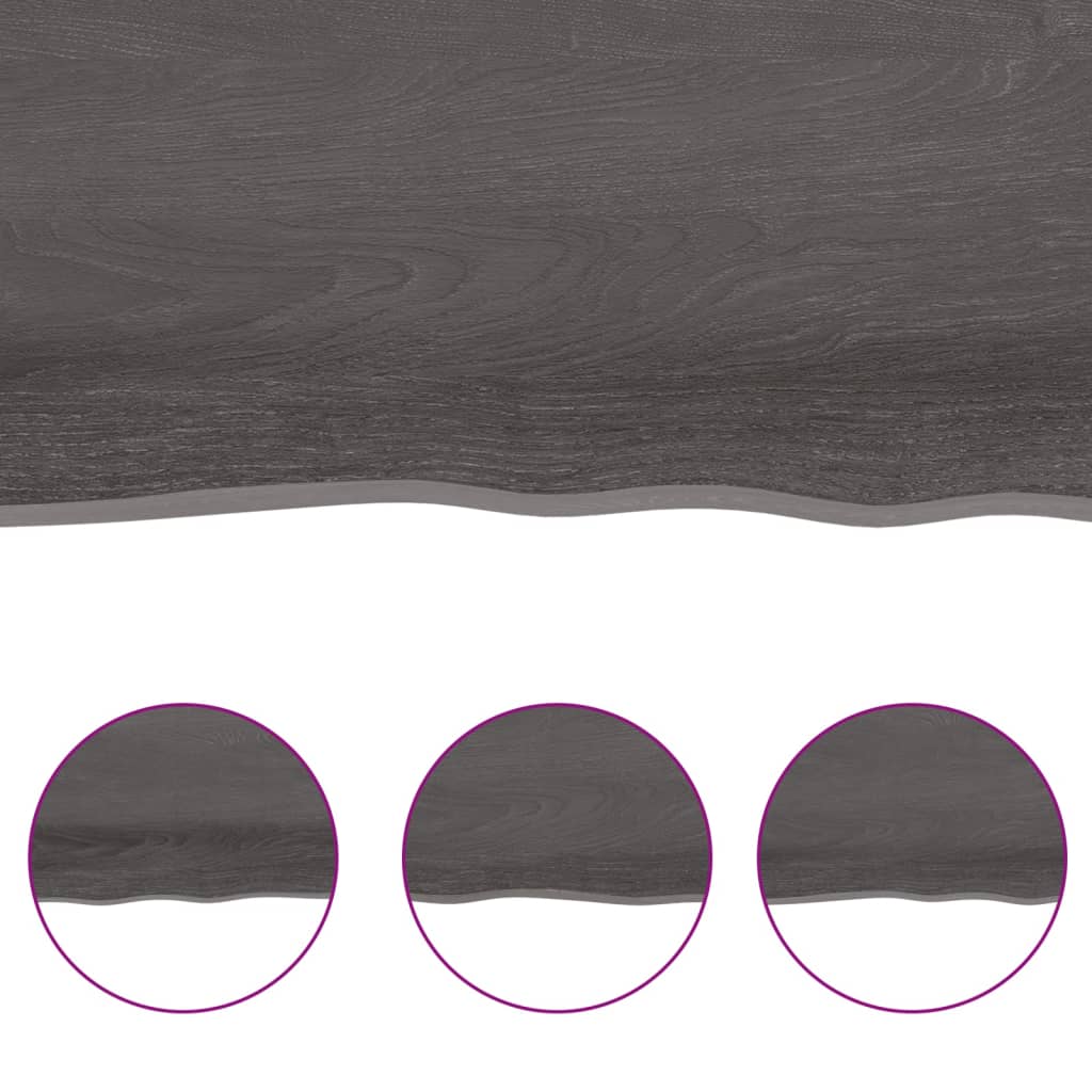 Vegghylle mørkebrun 120x50x(2-4) cm behandlet heltre eik