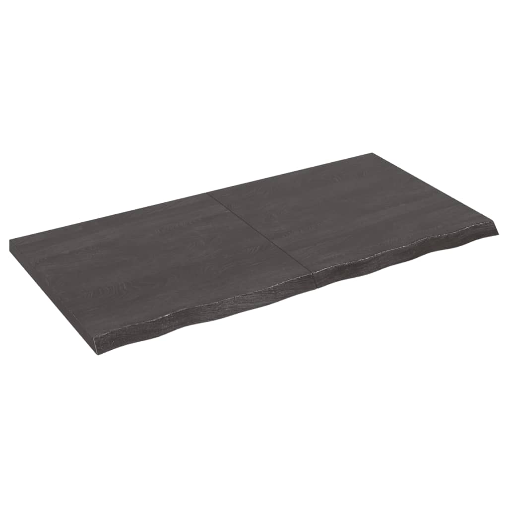 Vegghylle mørkebrun 120x60x(2-4) cm behandlet heltre eik
