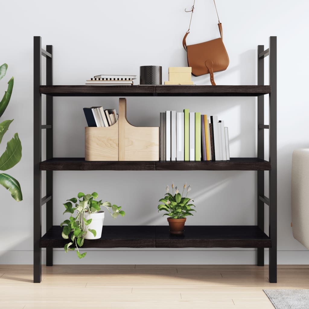 Vegghylle mørkebrun 120x60x(2-4) cm behandlet heltre eik