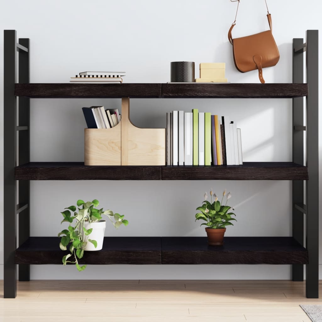 Vegghylle mørkebrun 140x60x(2-6) cm behandlet heltre eik