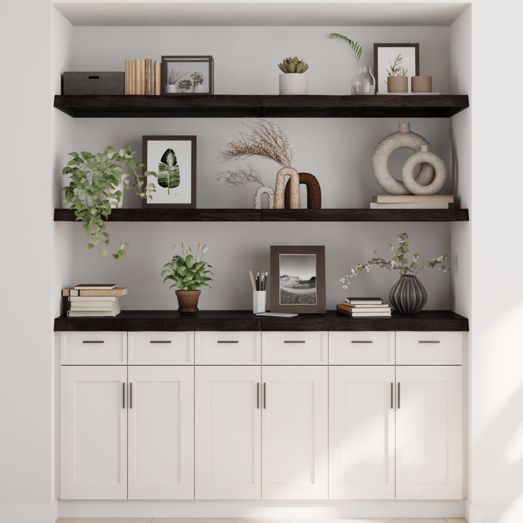 Vegghylle mørkebrun 160x60x(2-6) cm behandlet heltre eik