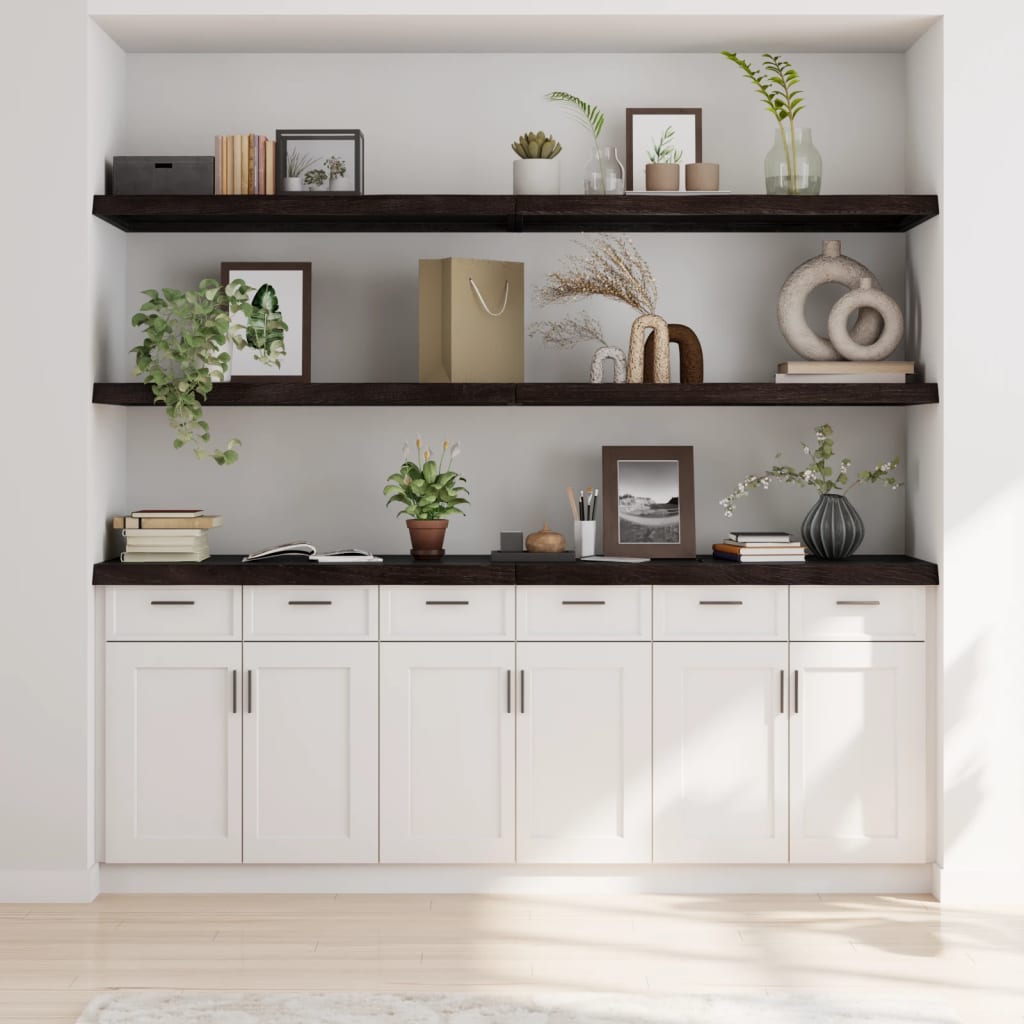 Vegghylle mørkebrun 200x50x(2-6) cm behandlet heltre eik