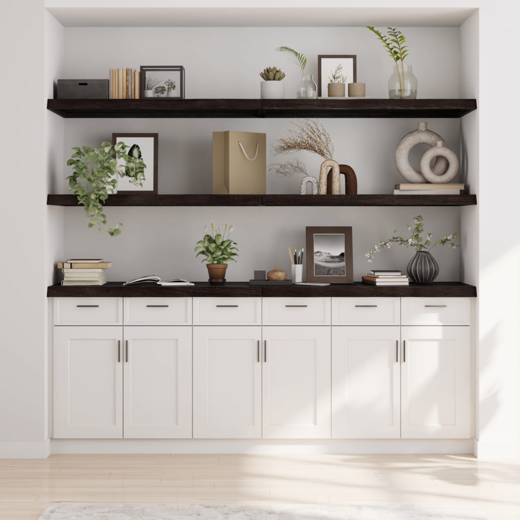 Vegghylle mørkebrun 200x60x(2-6) cm behandlet heltre eik