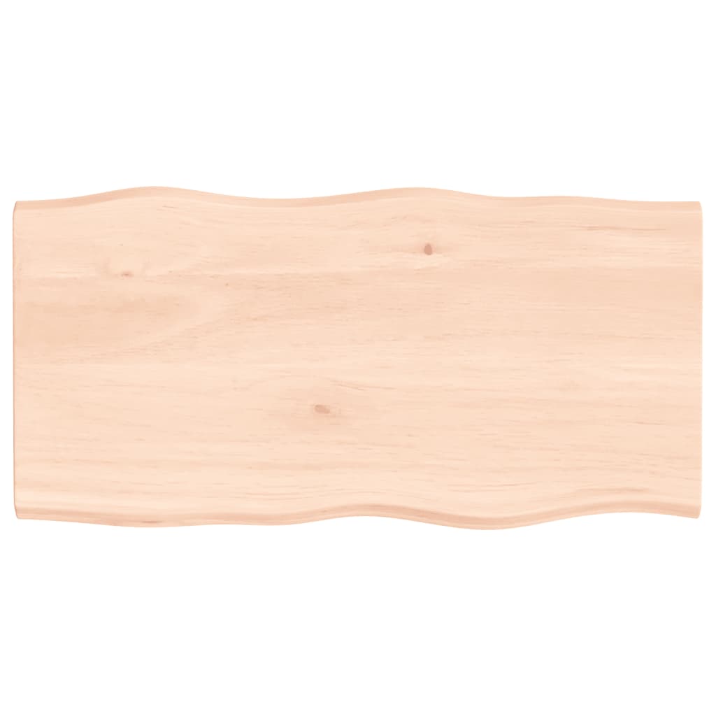 Bordplate 100x50x2 cm ubehandlet heltre eik naturlig kant