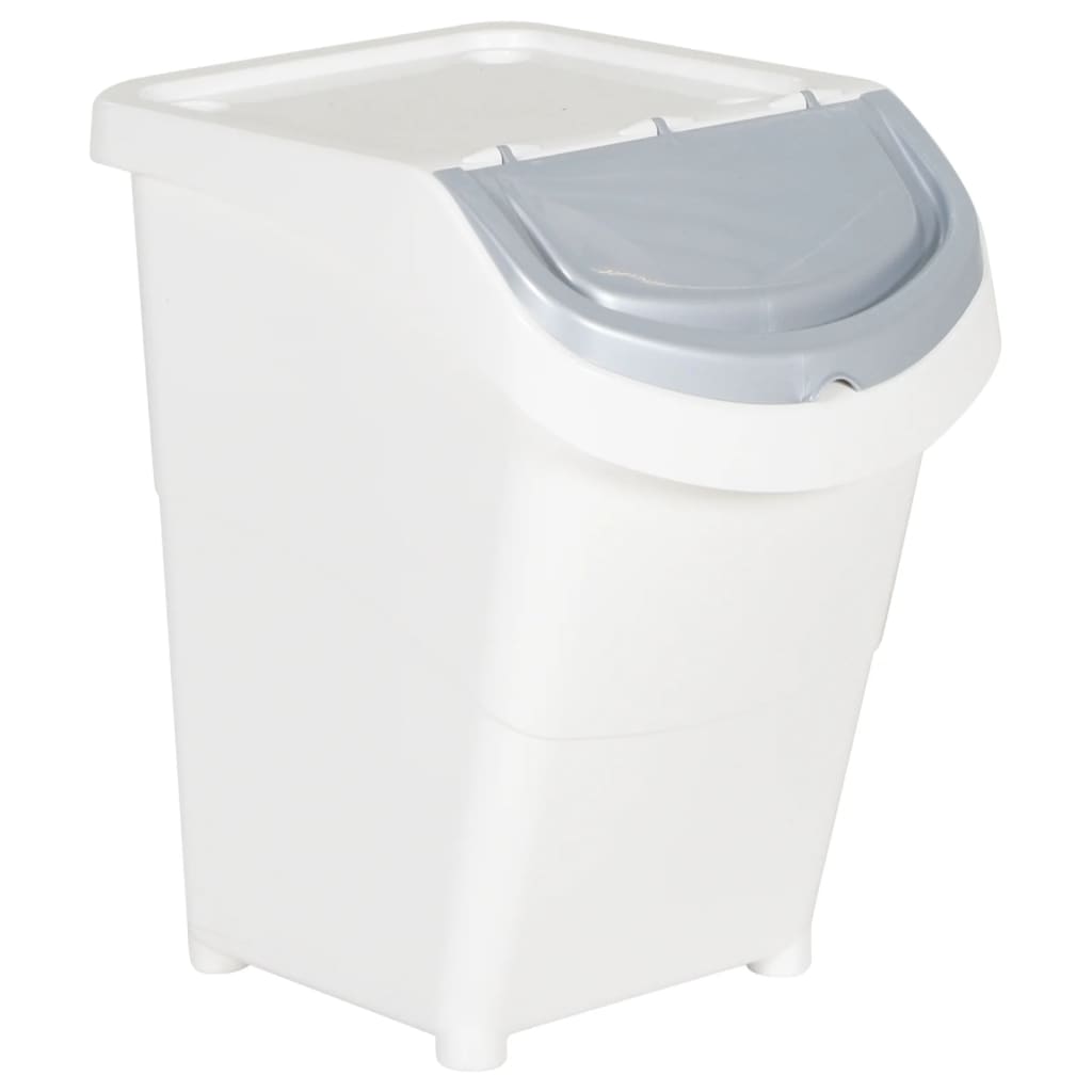Stablebare avfallsbeholdere med lokk 3 stk hvit PP 120 L