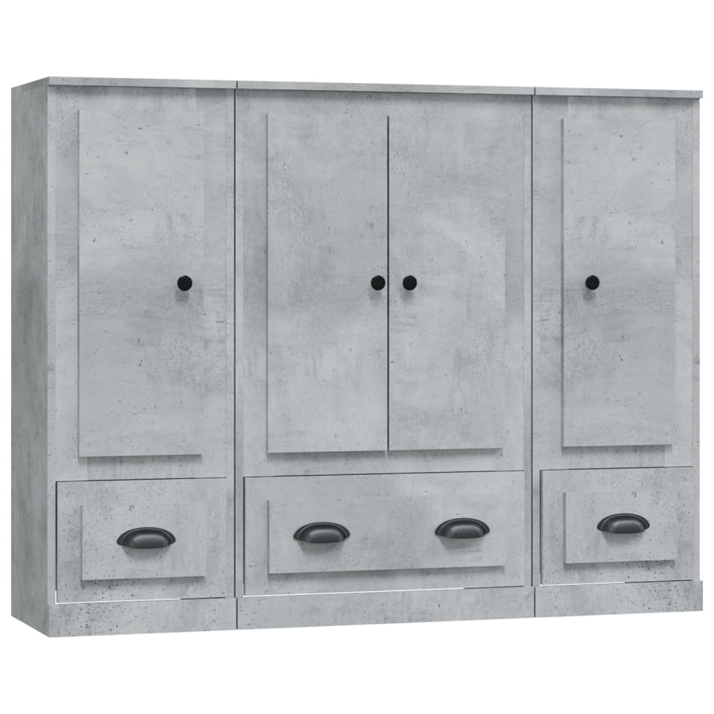 Highboards 3 stk betonggrå konstruert tre