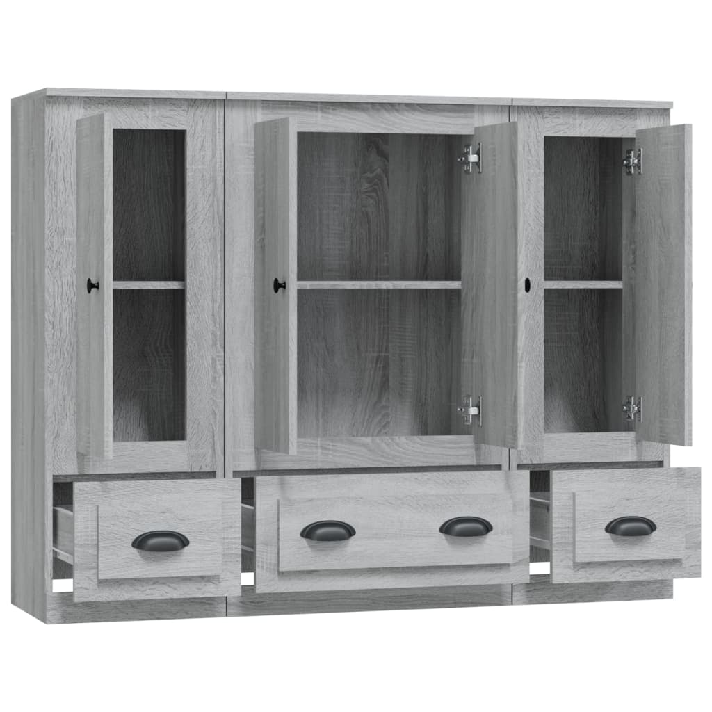 Highboards 3 stk grå sonoma konstruert tre