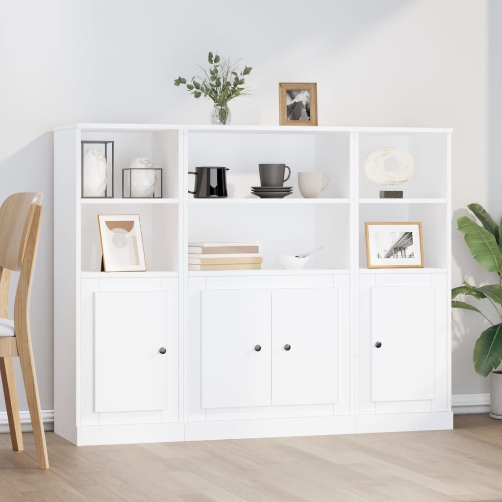 Highboards 3 stk hvit konstruert tre