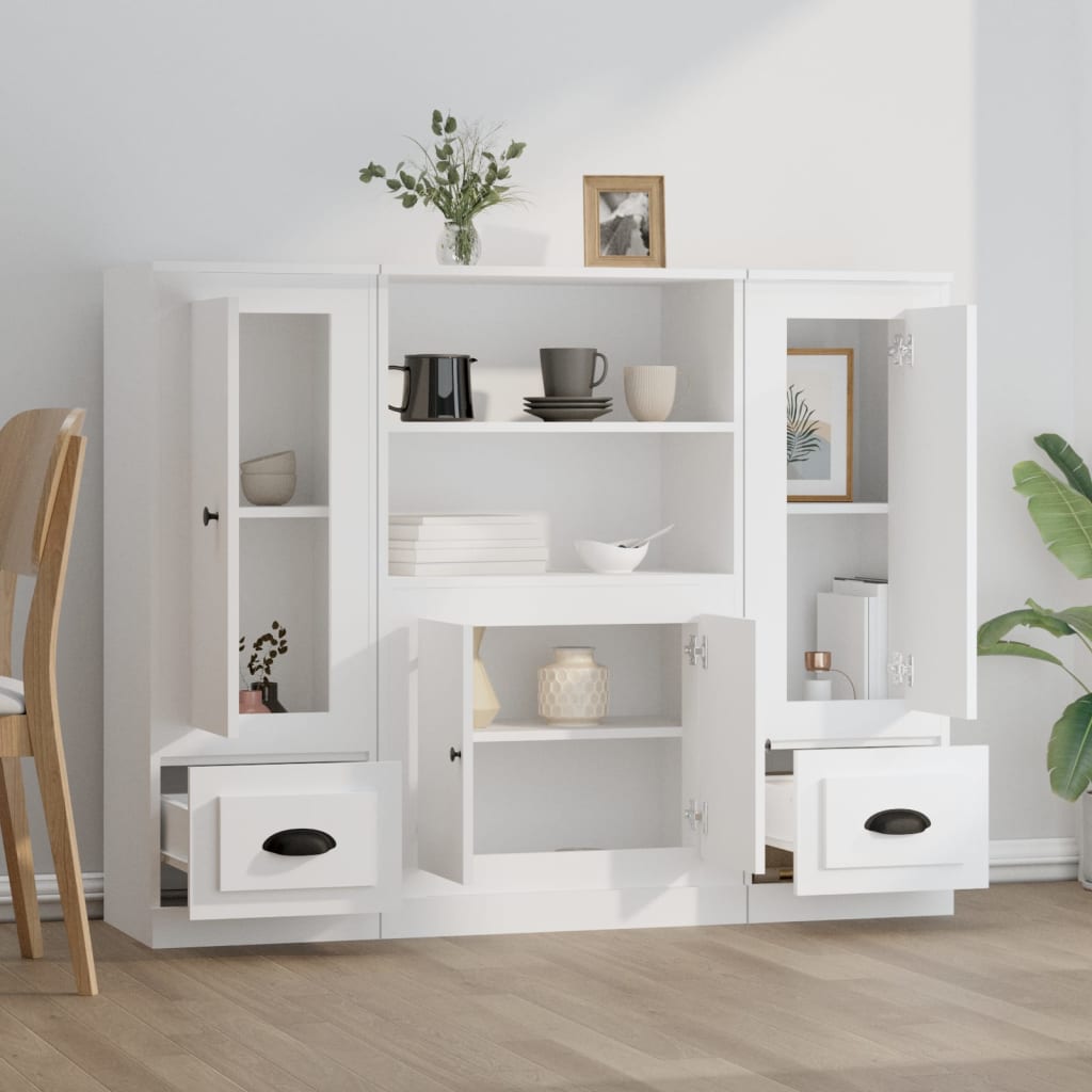 Highboards 3 stk hvit konstruert tre