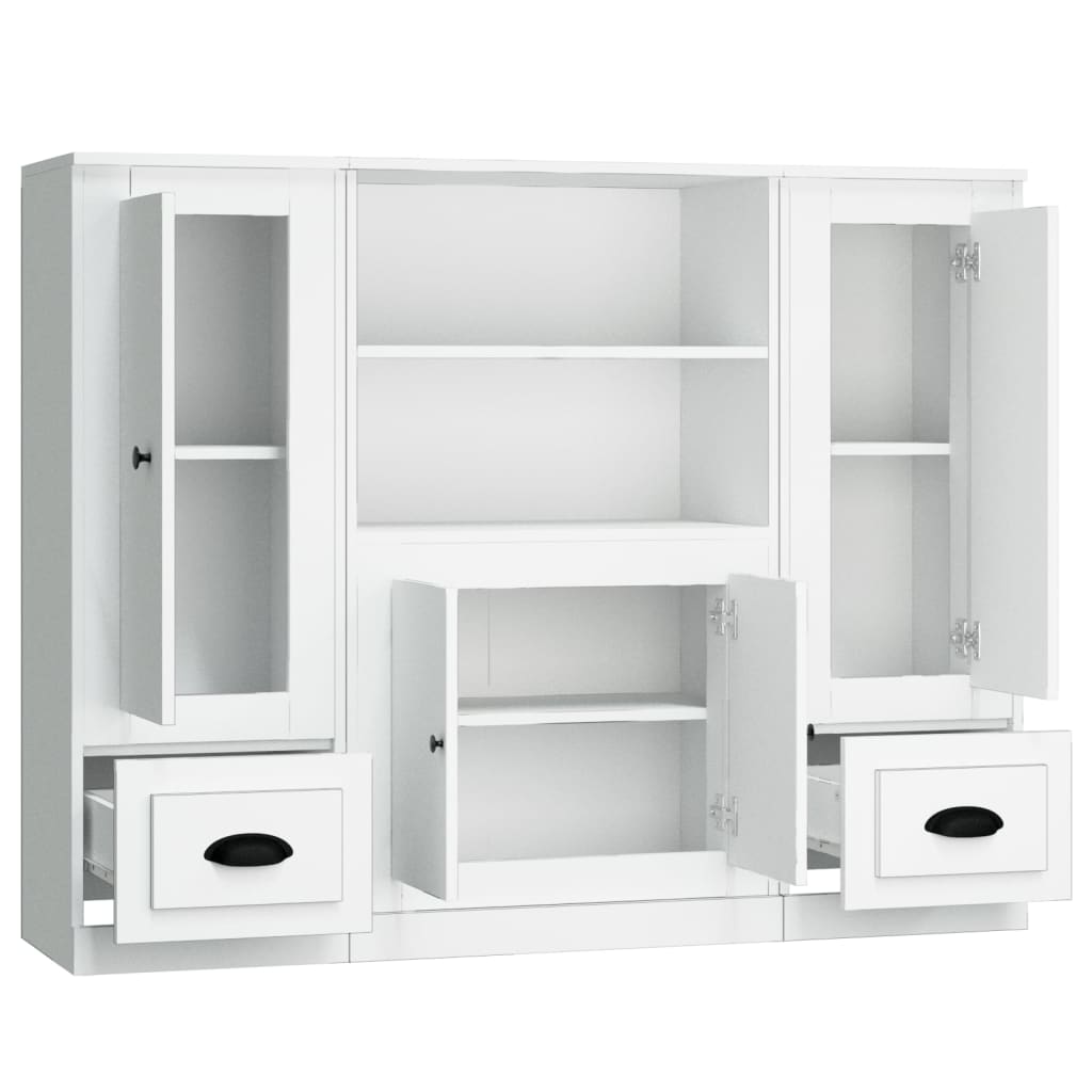 Highboards 3 stk hvit konstruert tre