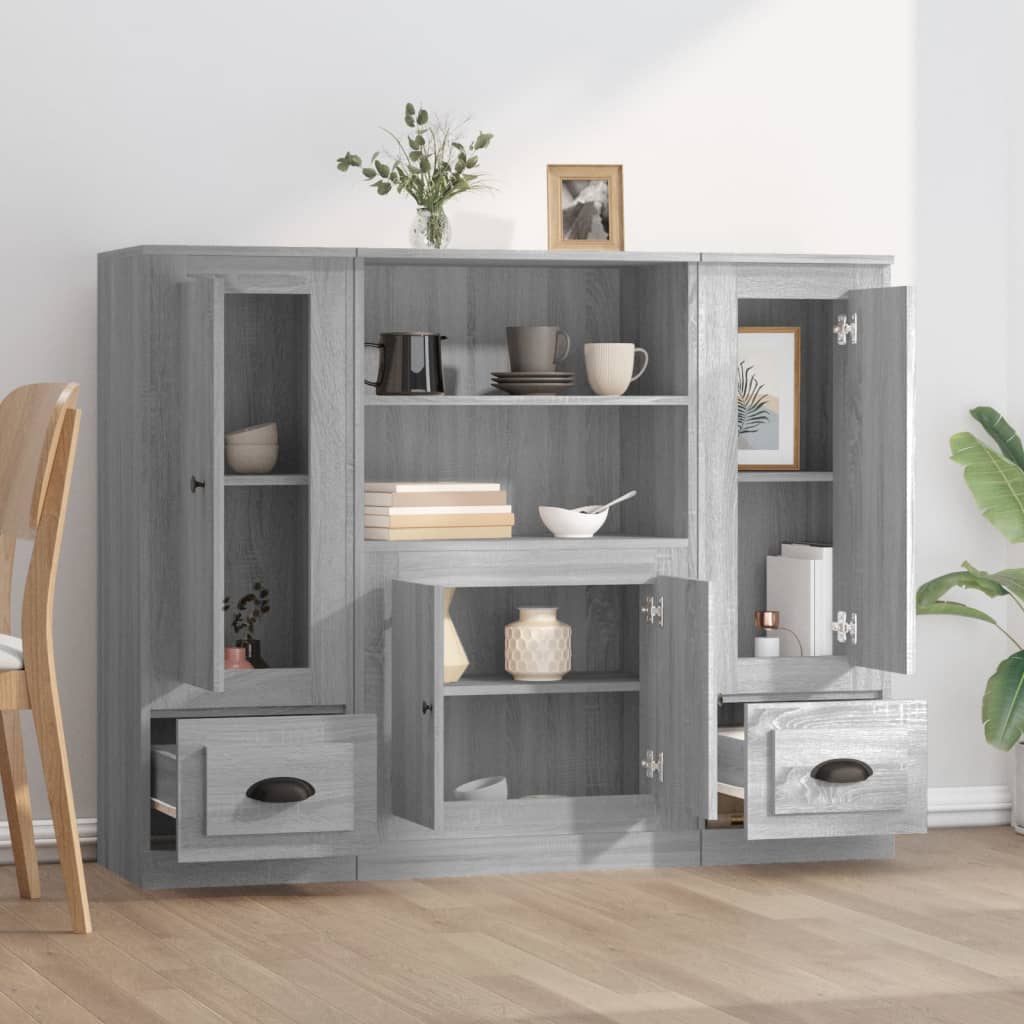 Highboards 3 stk grå sonoma konstruert tre