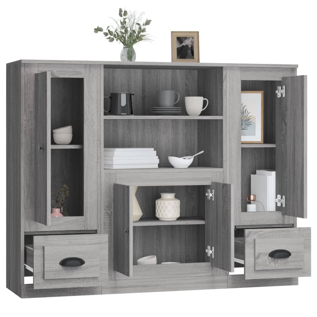 Highboards 3 stk grå sonoma konstruert tre