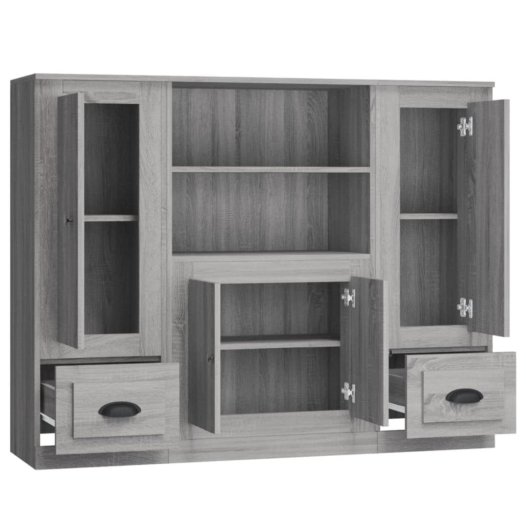 Highboards 3 stk grå sonoma konstruert tre