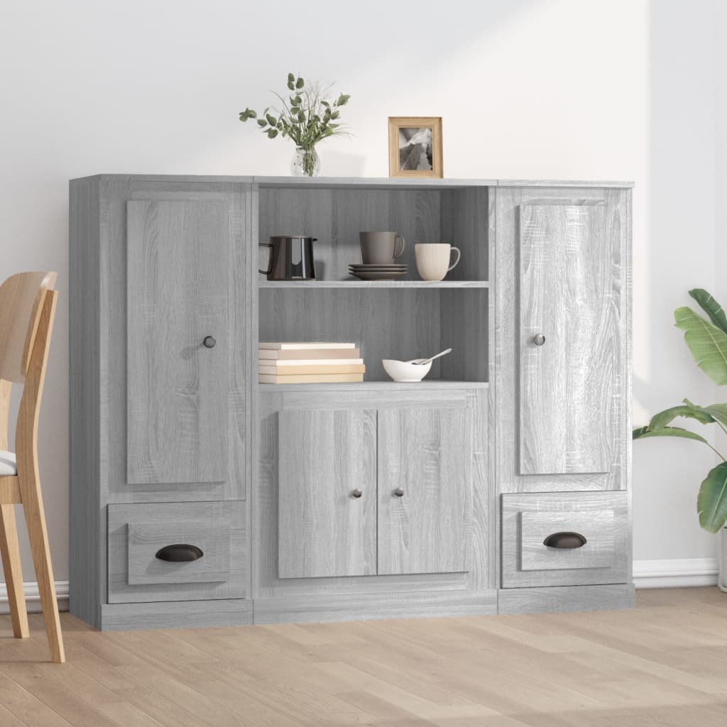 Highboards 3 stk grå sonoma konstruert tre