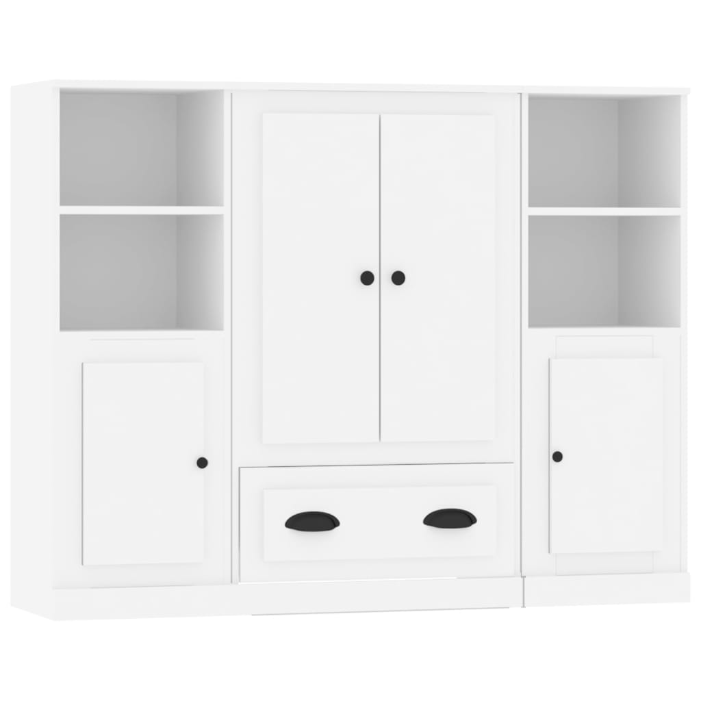 Highboards 3 stk hvit konstruert tre