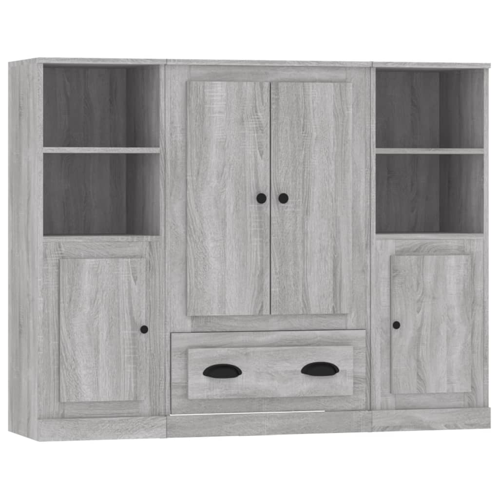 Highboards 3 stk grå sonoma konstruert tre