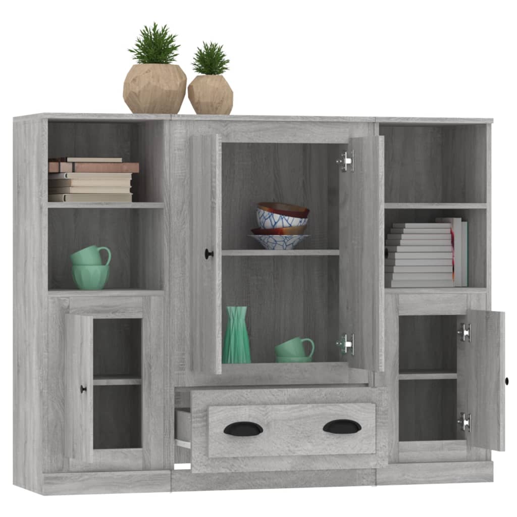 Highboards 3 stk grå sonoma konstruert tre