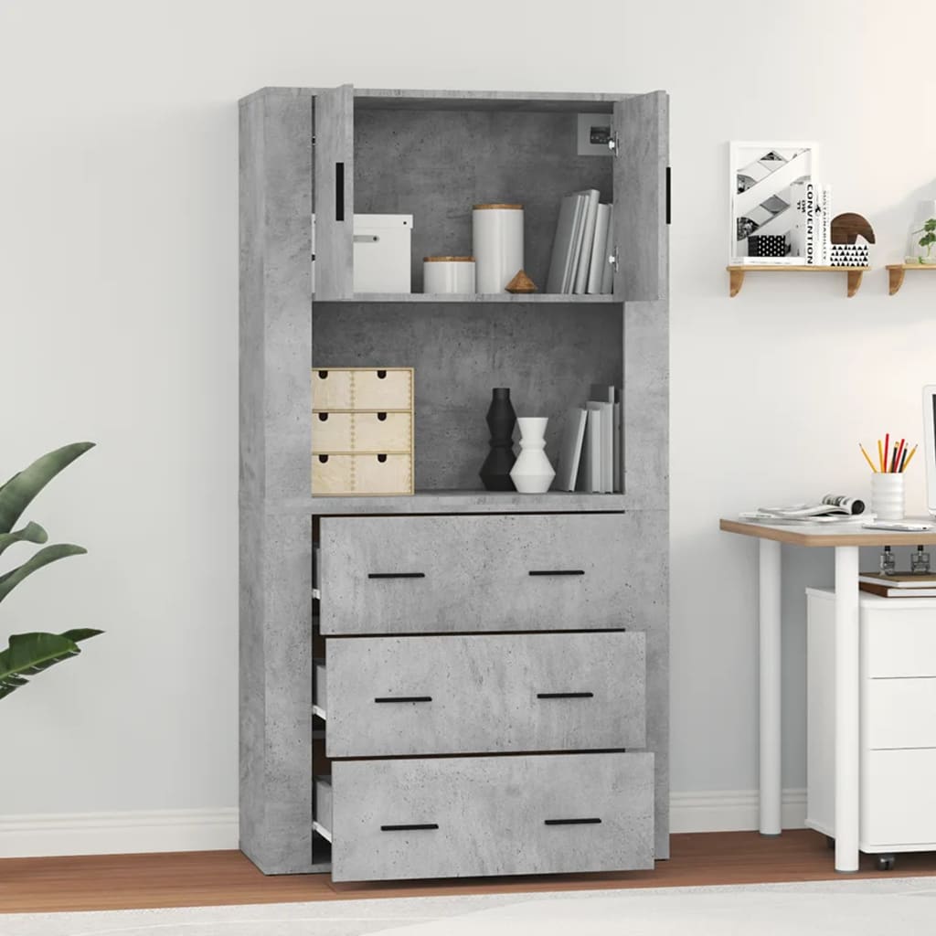 Highboard betonggrå konstruert tre