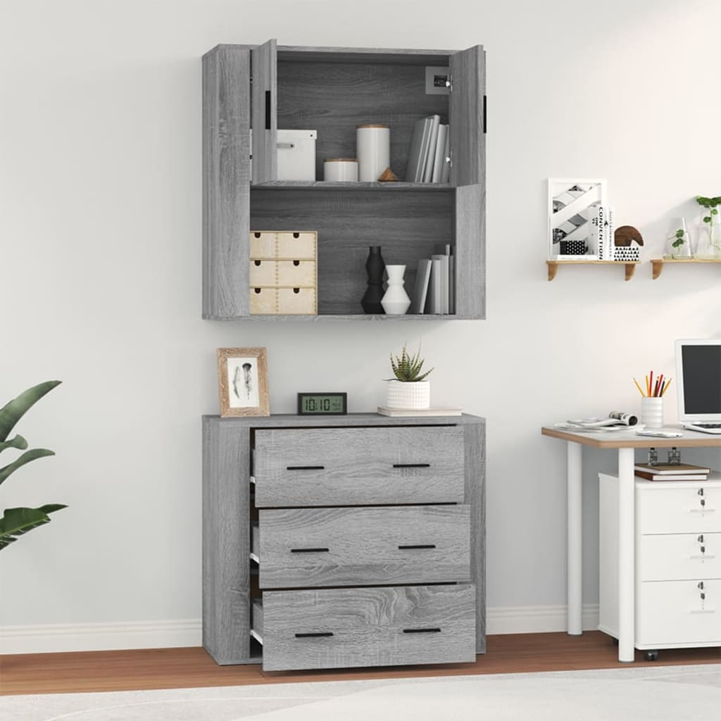 Highboard grå sonoma konstruert tre