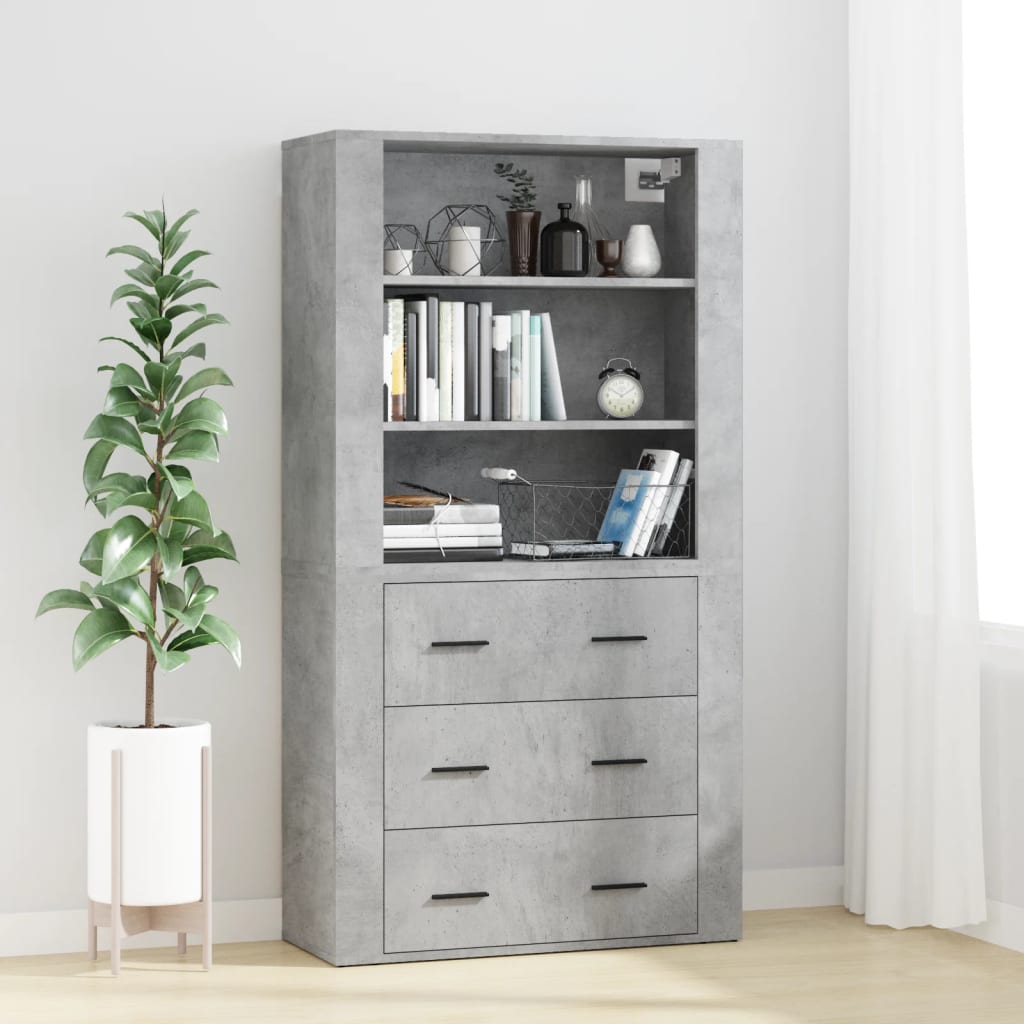Highboard betonggrå konstruert tre