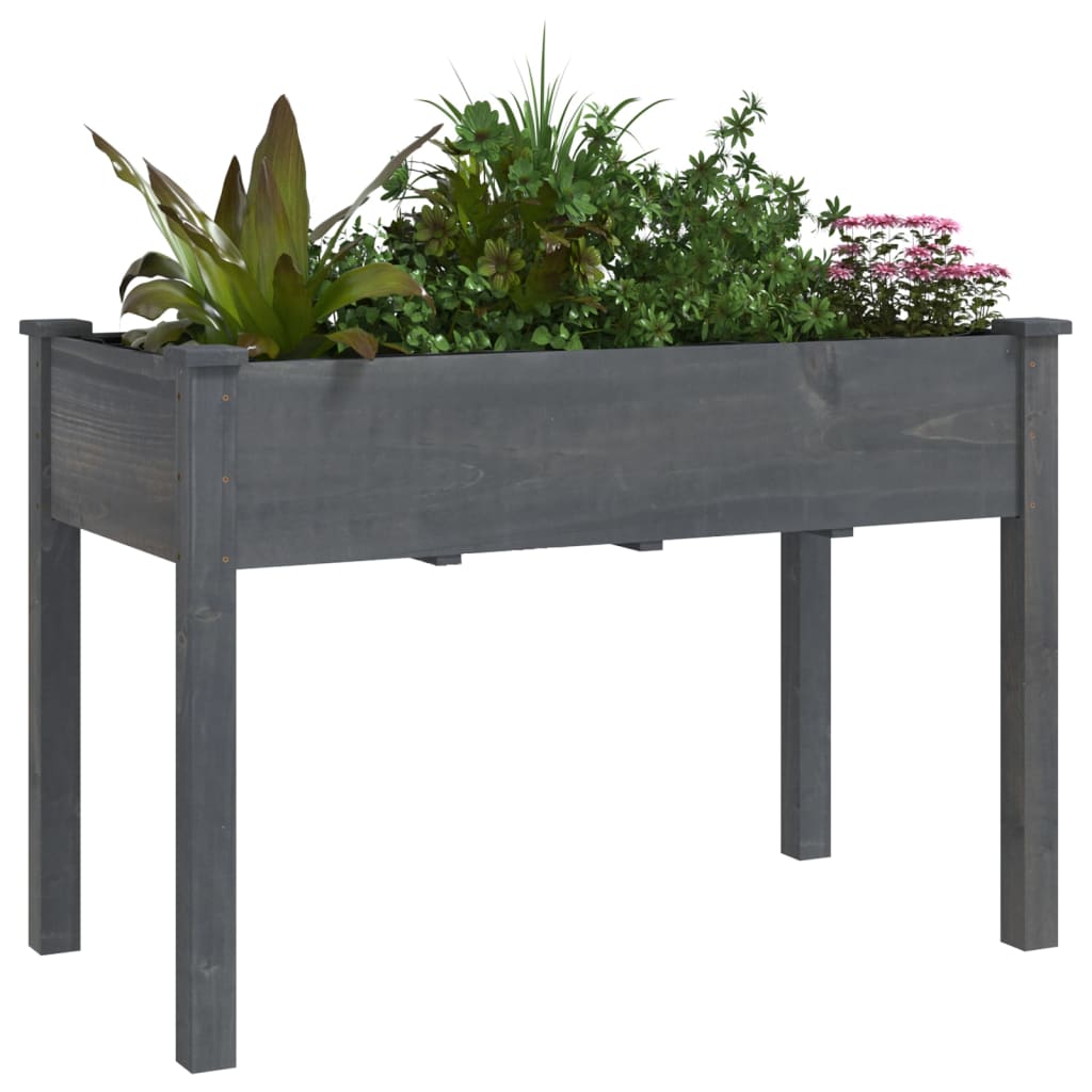 Plantekasse med foring grå 118x59x76 cm heltre gran