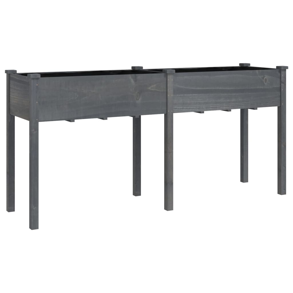 Plantekasse med foring grå 161x45x76 cm heltre gran